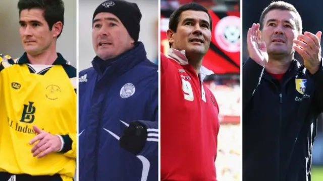 A split image of Nigel Clough in management over the years