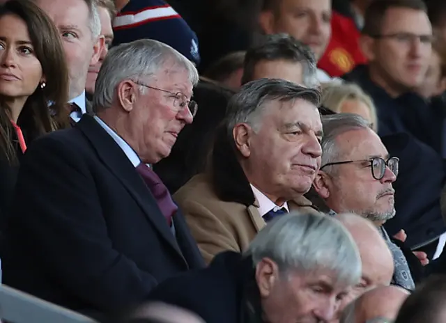 Sir Alex Ferguson and Sam Allardyce sit in the stands together