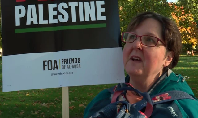 A female pro-Palestine protester in Hyde Park - 11 November 2023