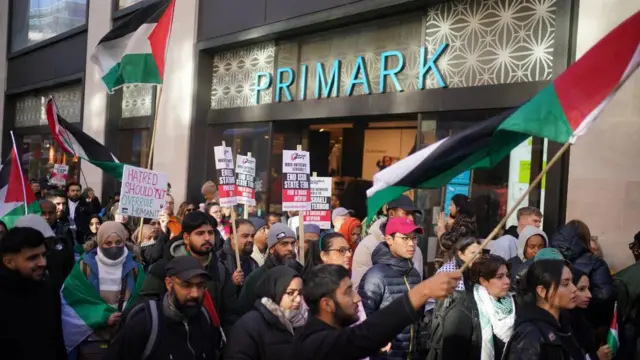 Protesters outside Primark in Oxford Street