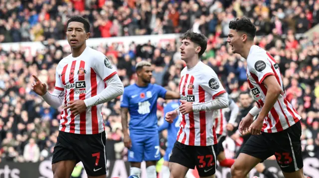Sunderland's Jobe Bellingham celebrates scoring against Birmingham