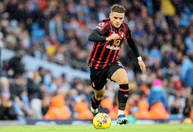 Max Aarons of AFC Bournemouth on the ball