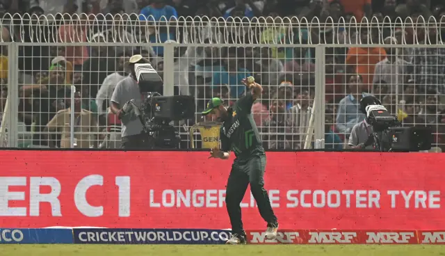 Haris Rauf stands on the boundary sponges to give England six