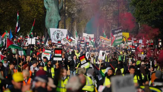 The march in Park Lane, London