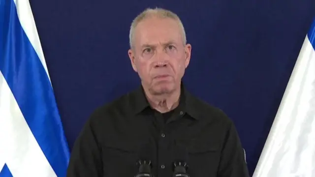Israel's Defence Minister Yoav Gallant addressed the Israeli public following Prime Minister Benjamin Netayahu