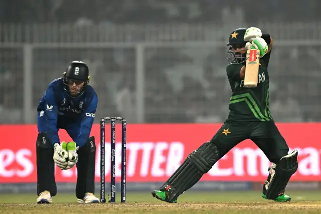 Muhammad Rizwan plays a shot