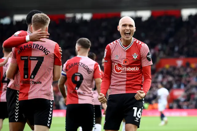 Will Smallbone celebrates giving Southampton the lead against West Brom