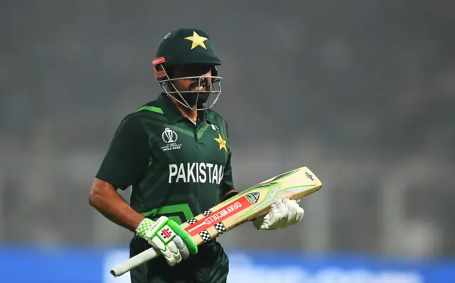 Babar Azam walks off after being dismissed
