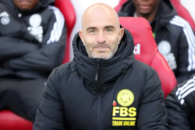 Leicester boss Enzo Maresca in the dugout at Middlesbrough