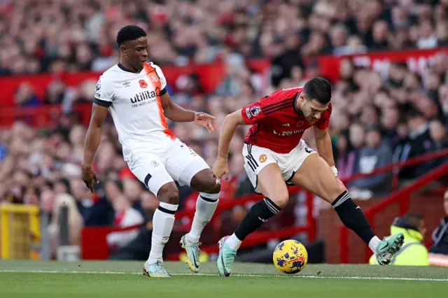 Diogo Dalot of Manchester United runs with the ball