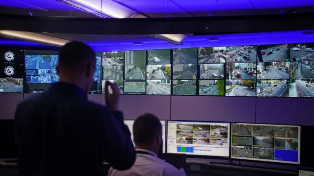 Screens inside of Met Police control room