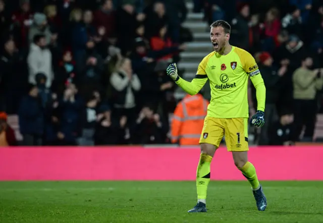 Neto punches the air after the game
