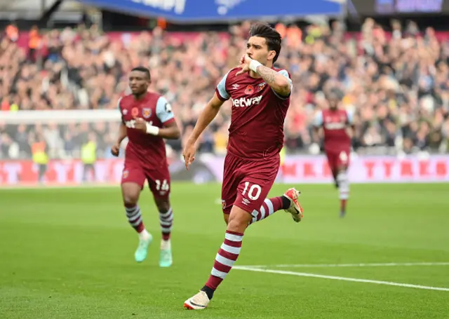 Lucas Paqueta of West Ham United celebrates