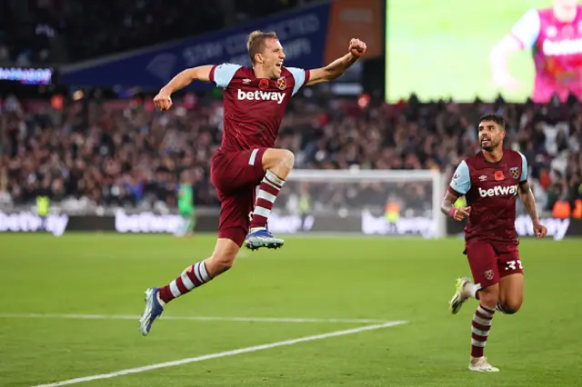 Tomas Soucek of West Ham United celebrates