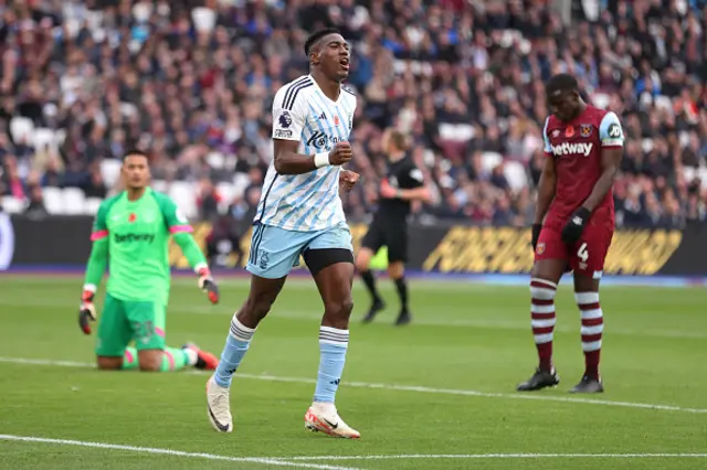 Taiwo Awoniyi of Nottingham Forest celebrates after