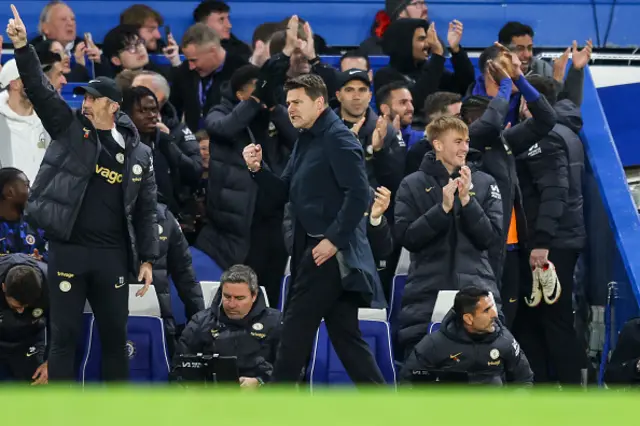 Pochettino clenches his fist on the side line