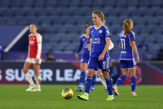 Rantala pokes the ball back towards kick off after Leicester concede another.