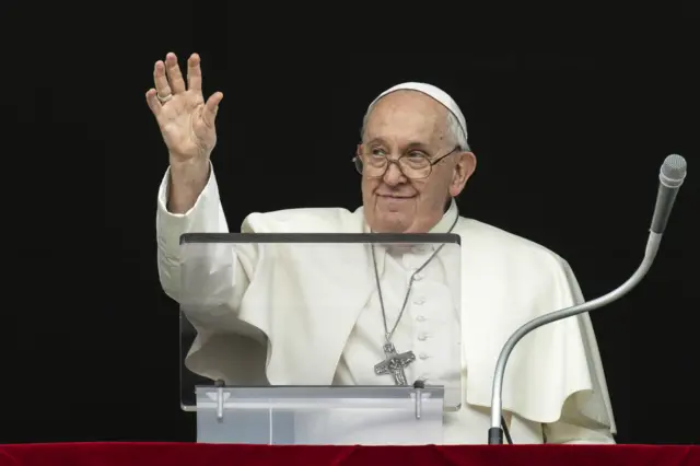 Pope giving his weekly Angelus prayer