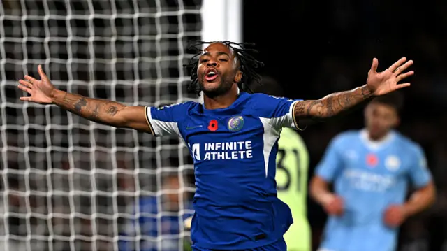 Raheem Sterling of Chelsea celebrates