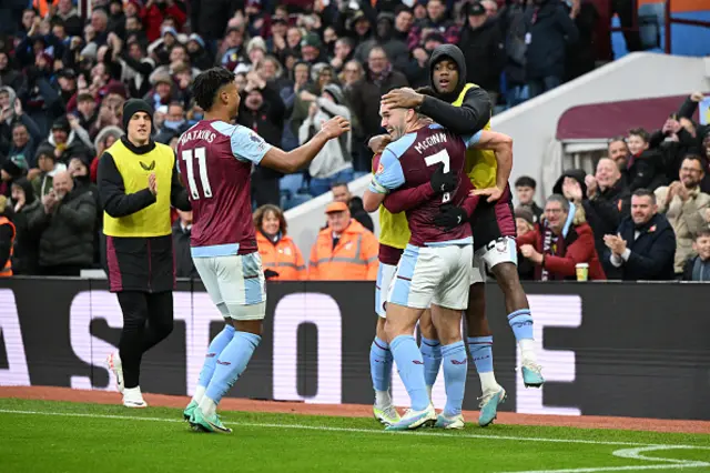 John McGinn of Aston Villa celebrates with teammates