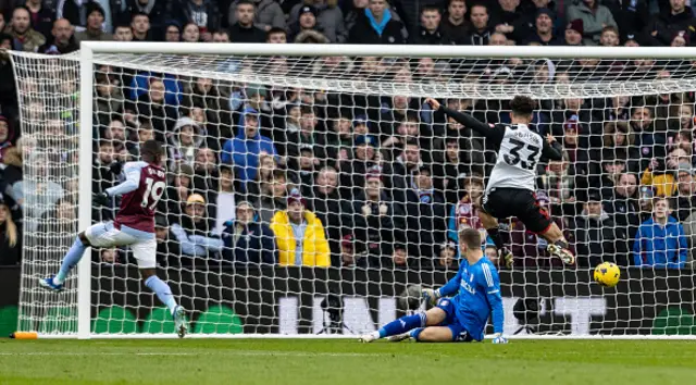 Bernd Leno is helpless as team mate Antonee Robinson scores an own goal