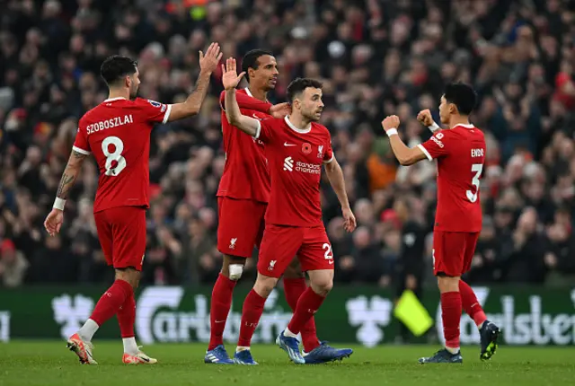 Diogo Jota of Liverpool celebrates after scoring