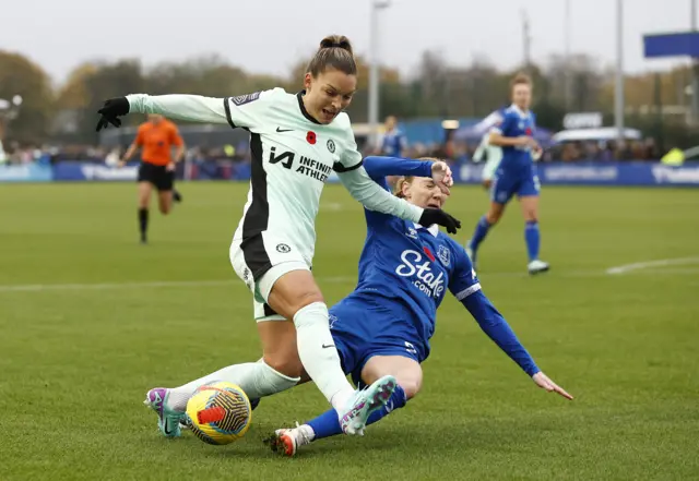 Kaneryd tries to break past her full back on the wing.