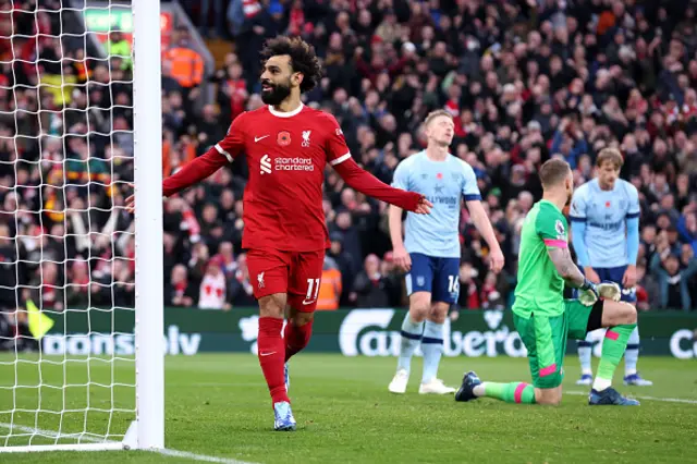 Mohamed Salah celebrate after scoring