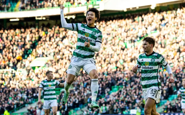 Yang Hyun-jun celebrates his first Celtic goal