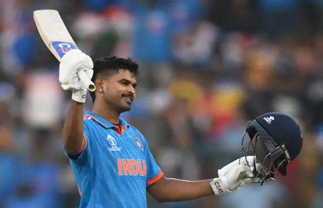 Shreyas Iyer celebrates his century