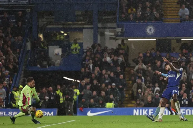 Nicolas Jackson shoots past Ederson as he dives