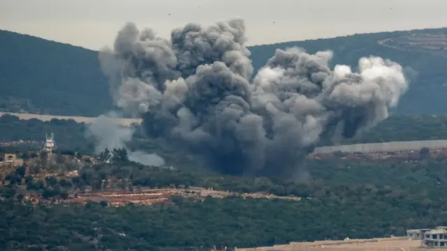 Smoke rises above hills in Lebanon