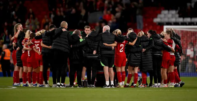 Liverpool players in a huddle