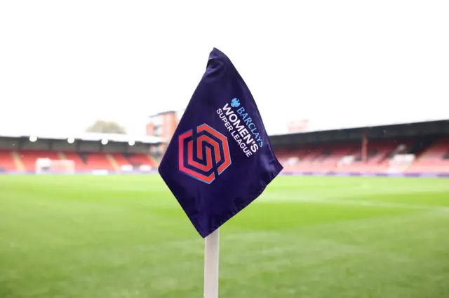 Corner flag showing the WSL sign at Brisbane Road.