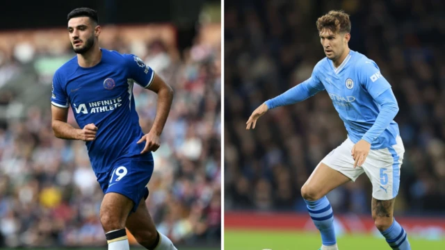 Armando Broja and John Stones pictured playing - collated image