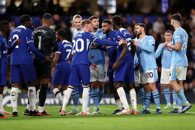 Chelsea and Manchester City fans confront each other