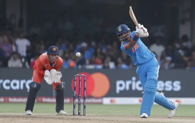 KL Rahul plays a shot