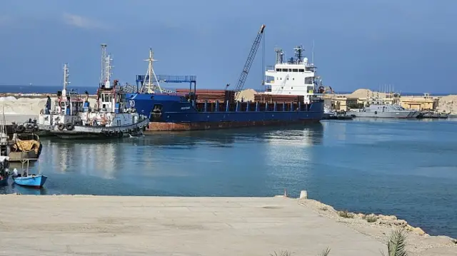 A ship carrying generators, ambulances and other medical items from Turkey arrived at Al Arish Port on Monday - 13 November 2023