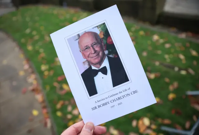 View of the order of service for Sir Bobby Charlton