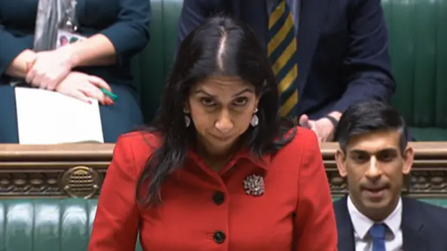 Suella Braverman in the House of Commons alongside Rishi Sunak