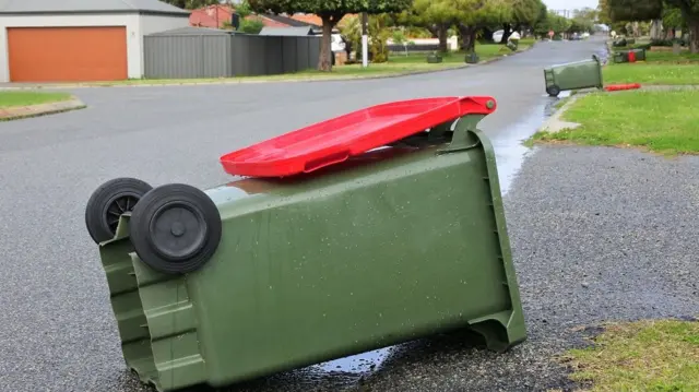 bin on its side