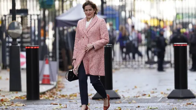 Victoria Atkins, with a backdrop of the Downing Street gates