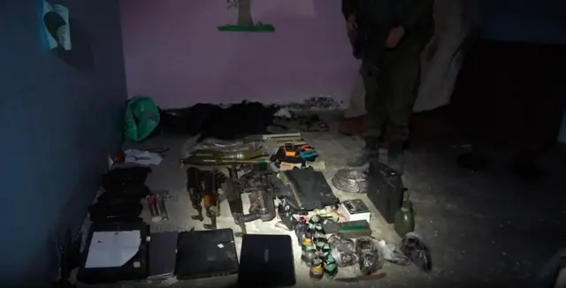 An IDF handout image purports to show an armoury contained in what it called a Hamas "terror tunnel"