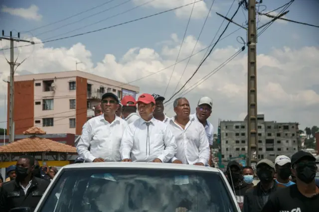 Opposition candidates out in the streets of Antananarivo, Madagascar.