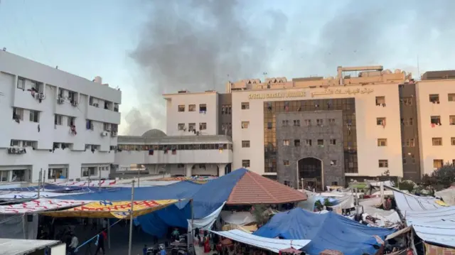 Smoke rises over Al Shifa hospital