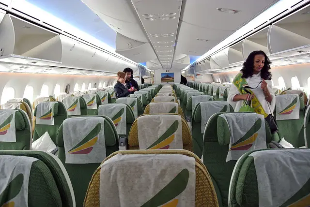 Inside an Ethiopian Airlines plane in 2012.