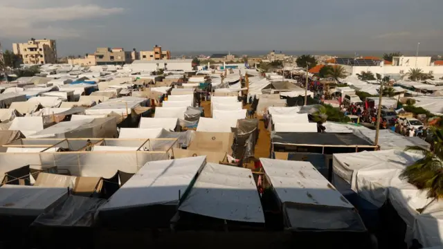 A tent camp sheltering displaced Palestinians