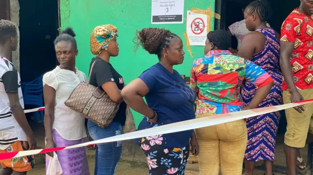 People queuing to vote in Monrovia, Liberia