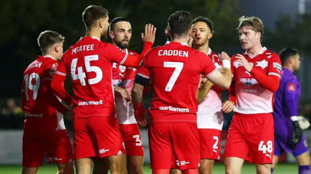 Barnsley celebrate a goal against Horsham