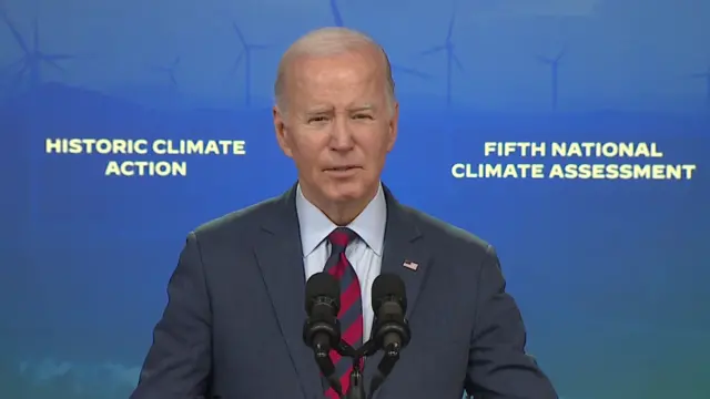 US President Joe Biden speaking at a climate address